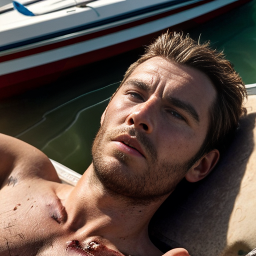 a man dead beside a boat  from a distance in lookinf from the field

