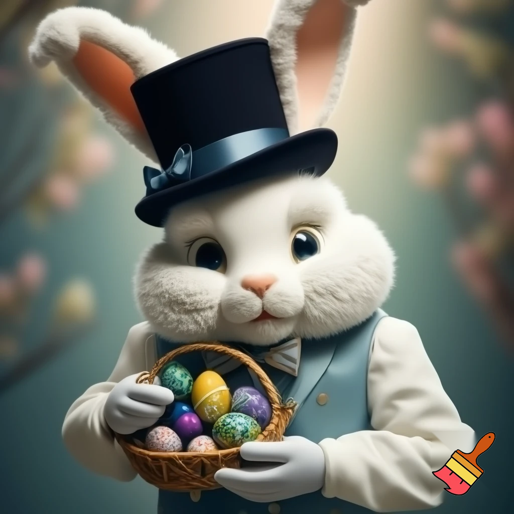 Easter bunny costume top hat person special in delicate