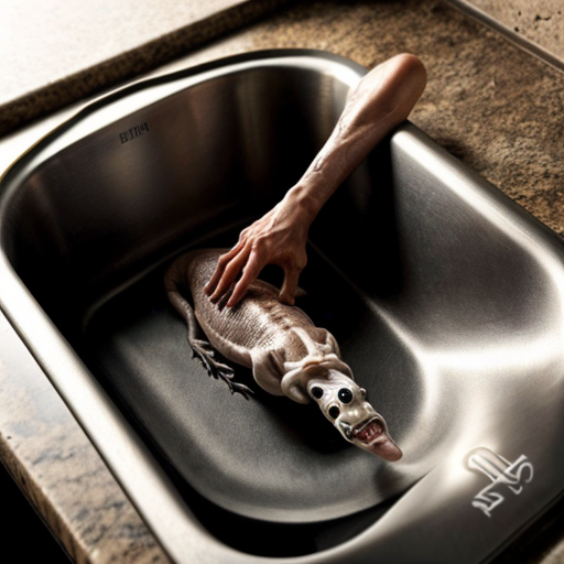 Bendy crawling out of a sink drain