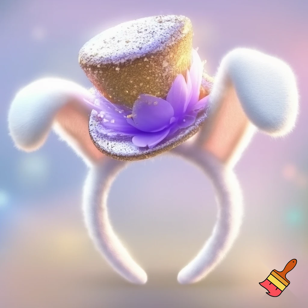 Easter bunny top hat headband, purple white with gold glitter