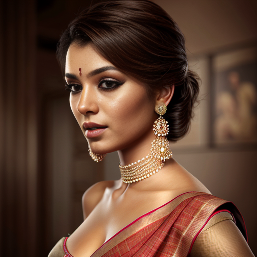 A sexy woman wearing a sari 