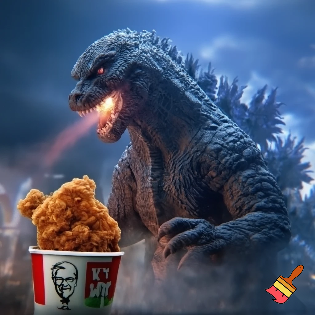 Godzilla  eating KFC
