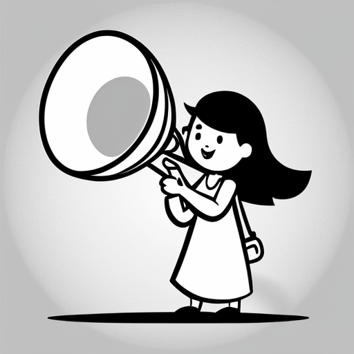 Crea una mujer luchando por los derechos de los niños, con un megafono en la mano en caricatura