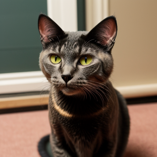 grean cat with a bow