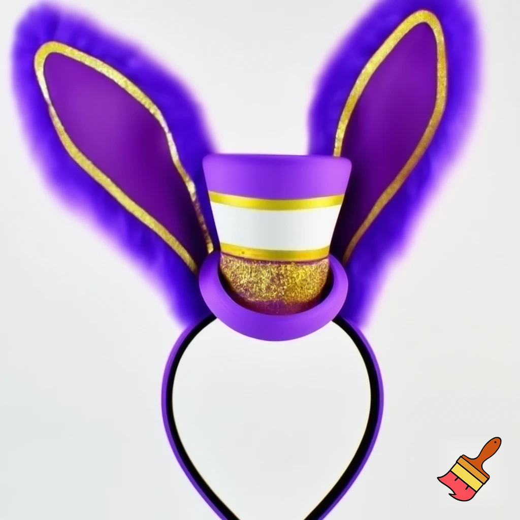 Easter bunny top hat headband, purple, purple and white with gold