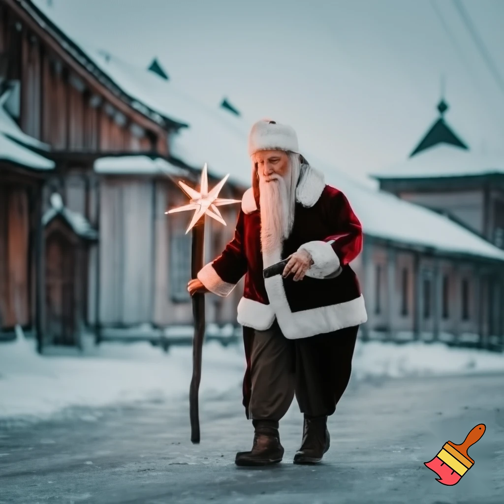 Santa Claus Russia, Santa Claus walking stick with a star the real Santa Claus