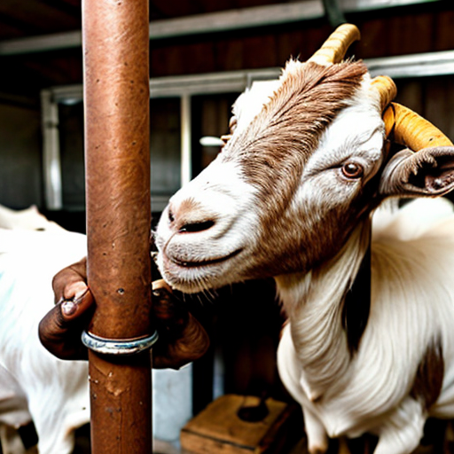 A goat being milked