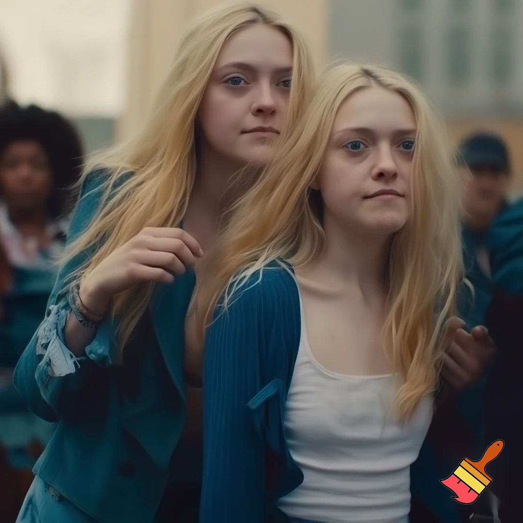 Dakota Fanning, various poses, torn clothes, street scene, close up shot,