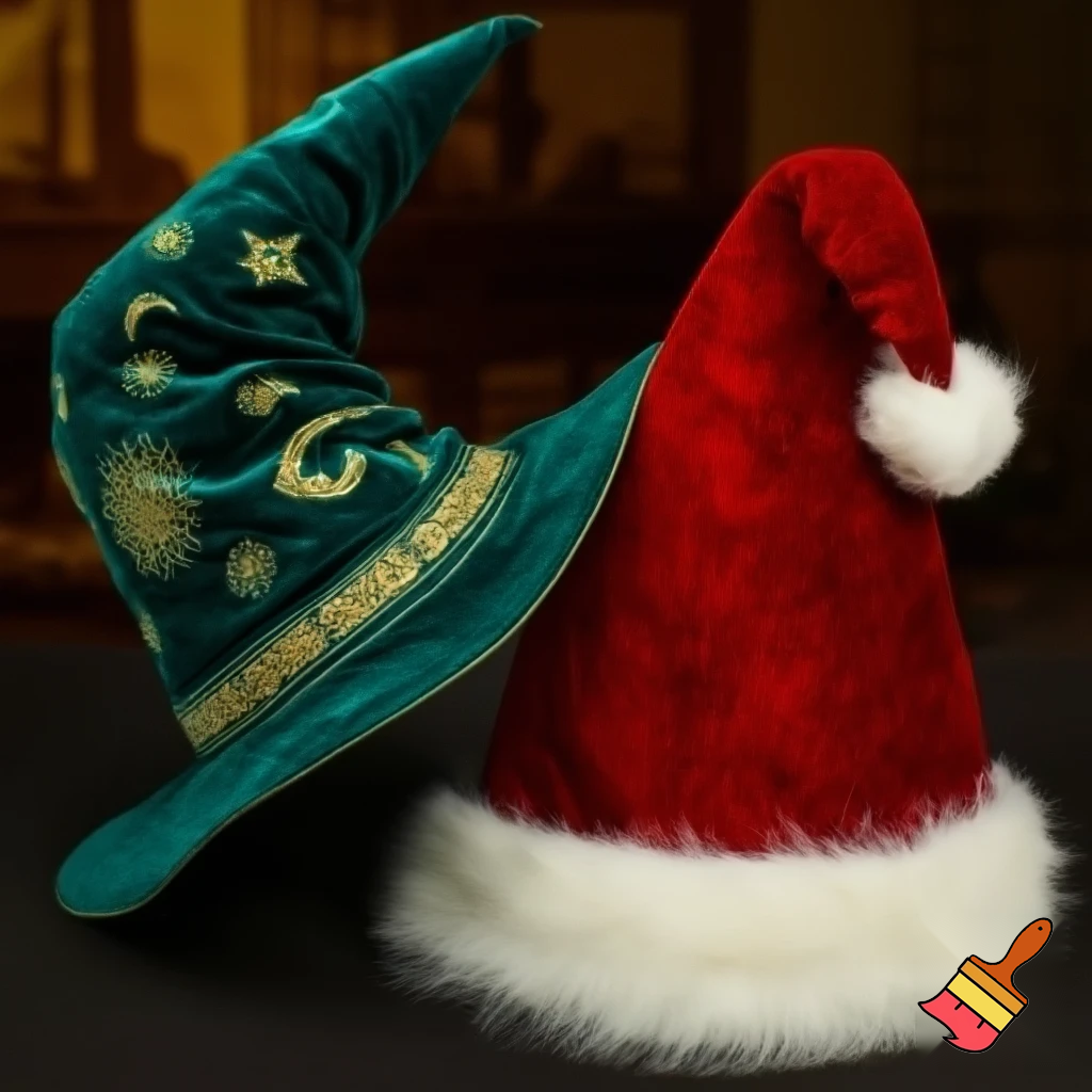 Christmas wizard hat written and velvet Santa Claus hat