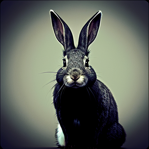 feral rabbit taking a mugshot looking sinister and looking VERY  menacing and smirking.