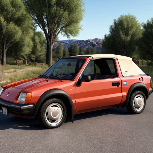 Blaidd from Elden Ring driving a Geo Metro convertible 