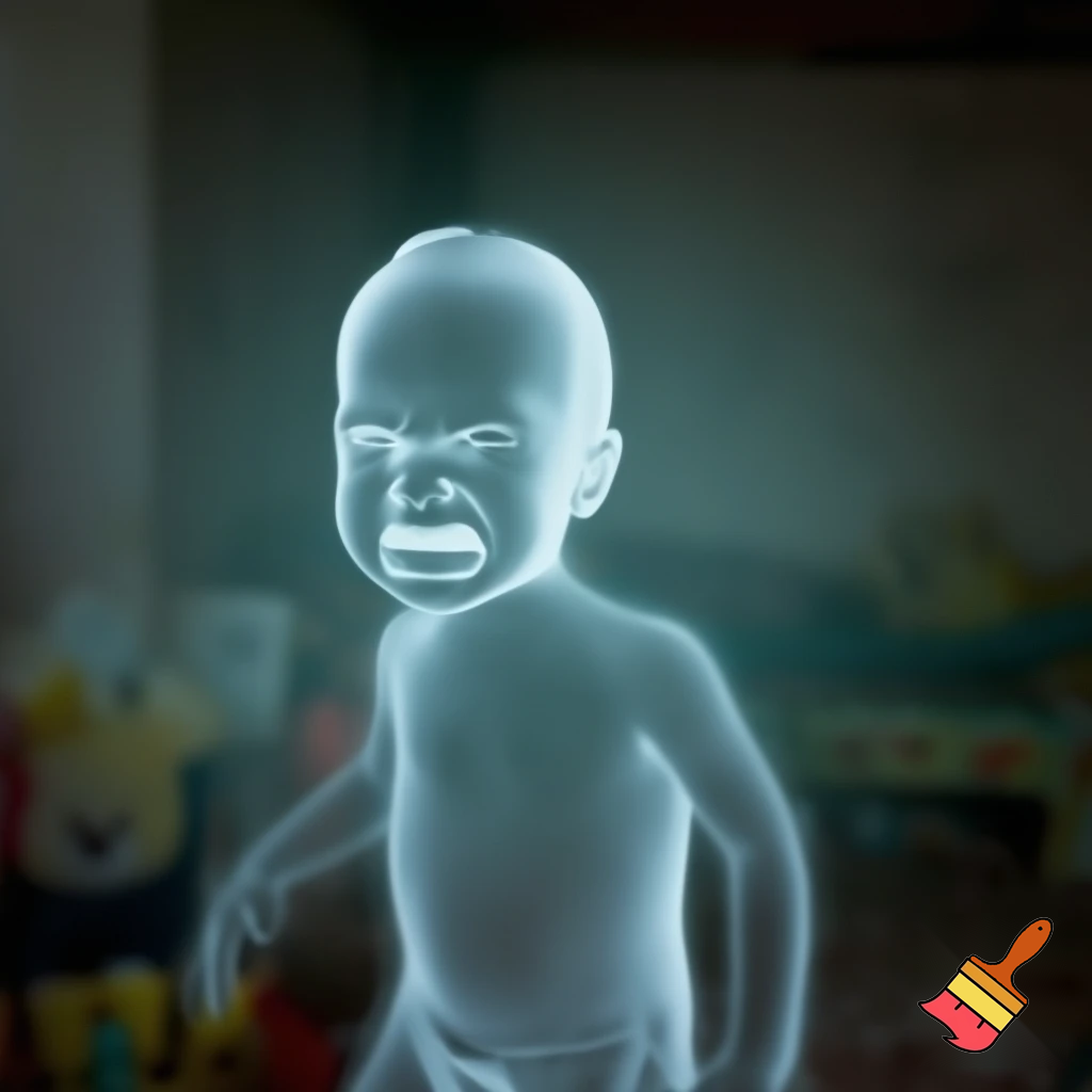 A ghost kid looking mad 