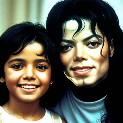 genreate a image of micheal jackson and esptein with kids

