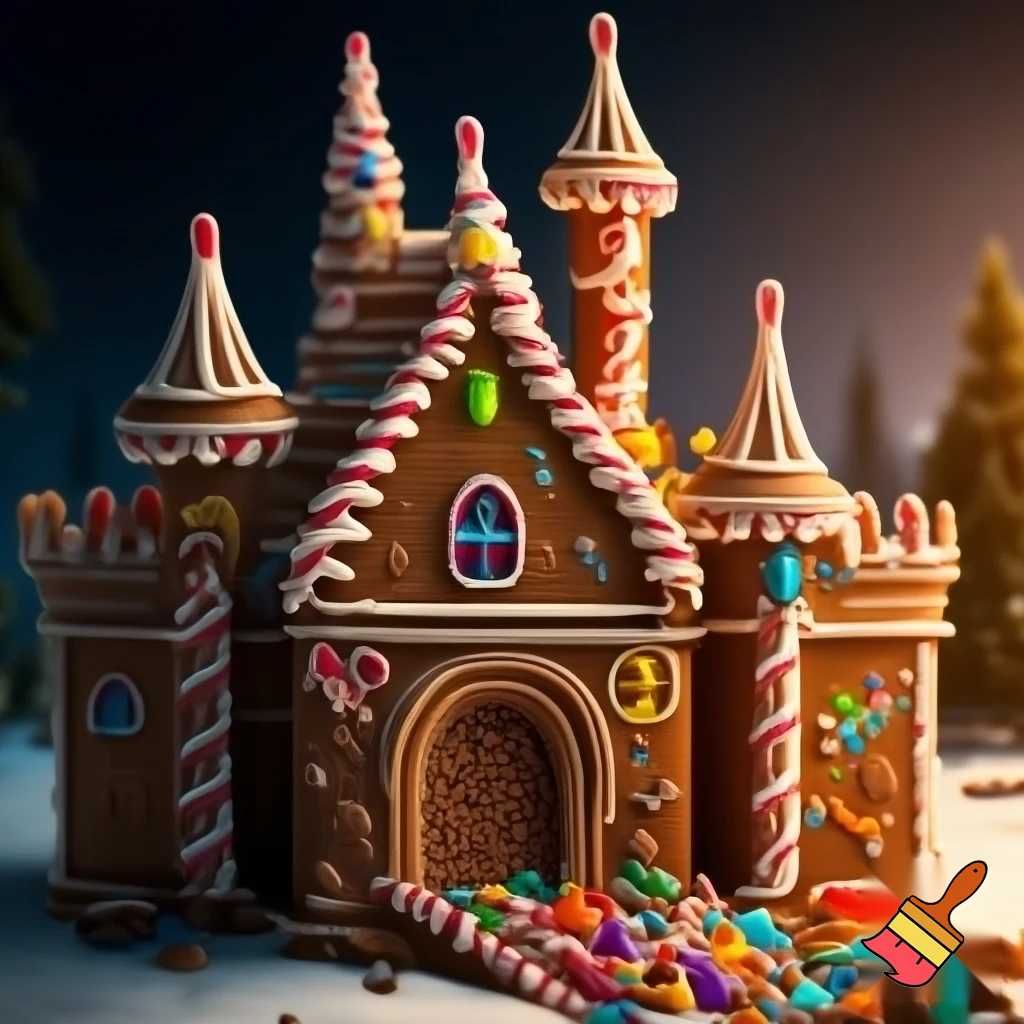 A gingerbread house castle