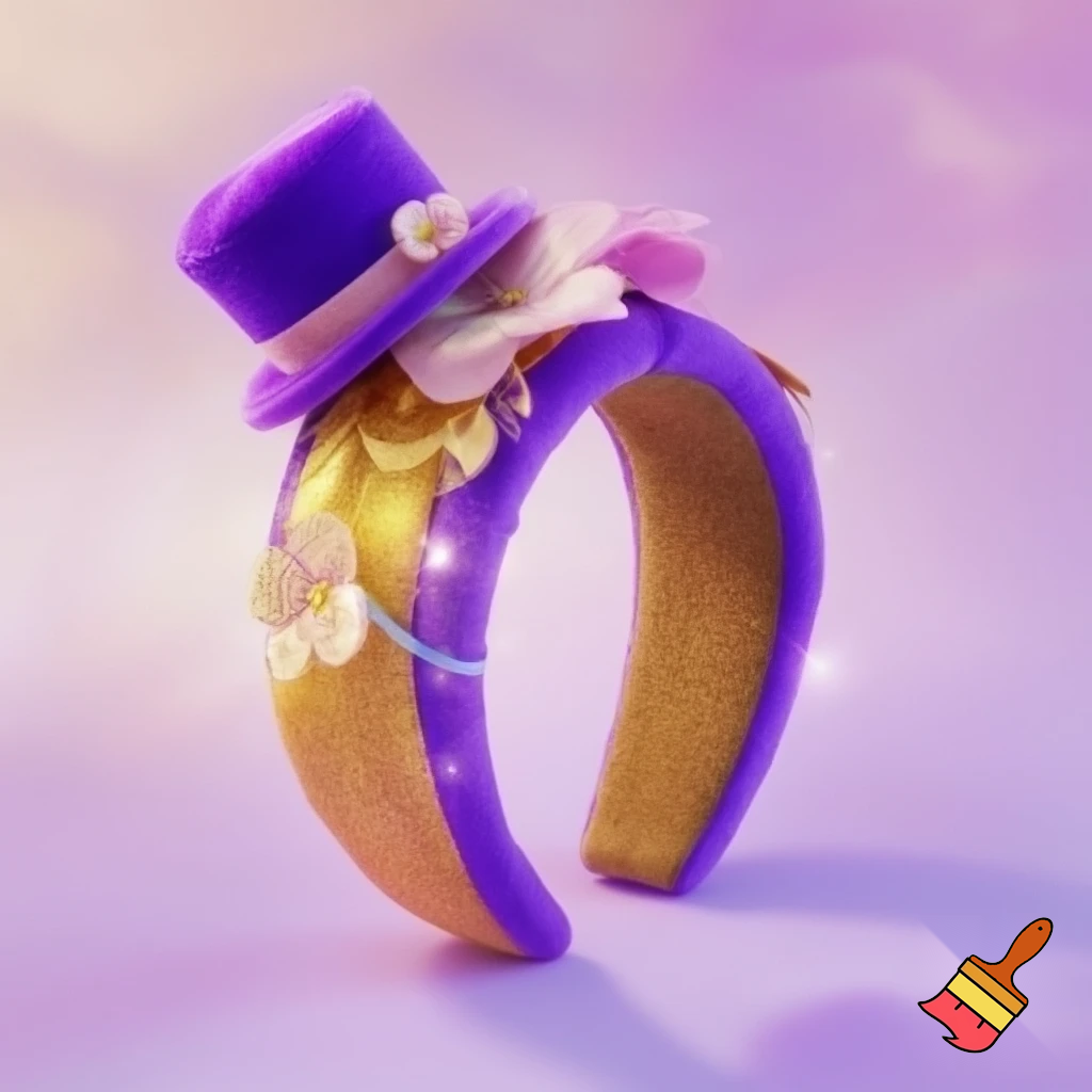 Golden purple Easter Easter headband, top hat velvet and fabric