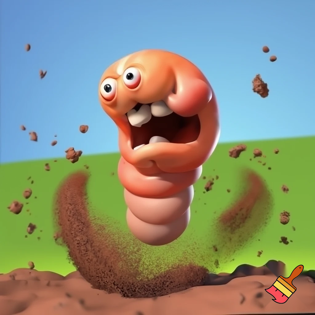 Funny worm jumpscare