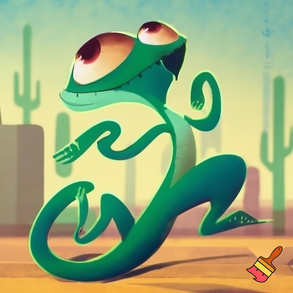 Lizard in the style of a classic 30s cartoon