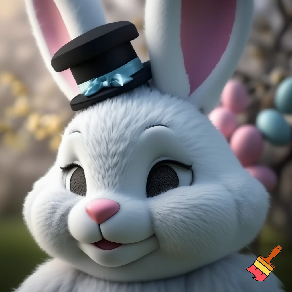 Easter bunny mascot costume top hat special and delicate