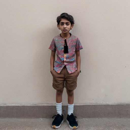 a nervous short 14 brown boy with colorful clothing who is a human
