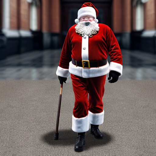 Santa Claus, Russia walking stick with a star real person