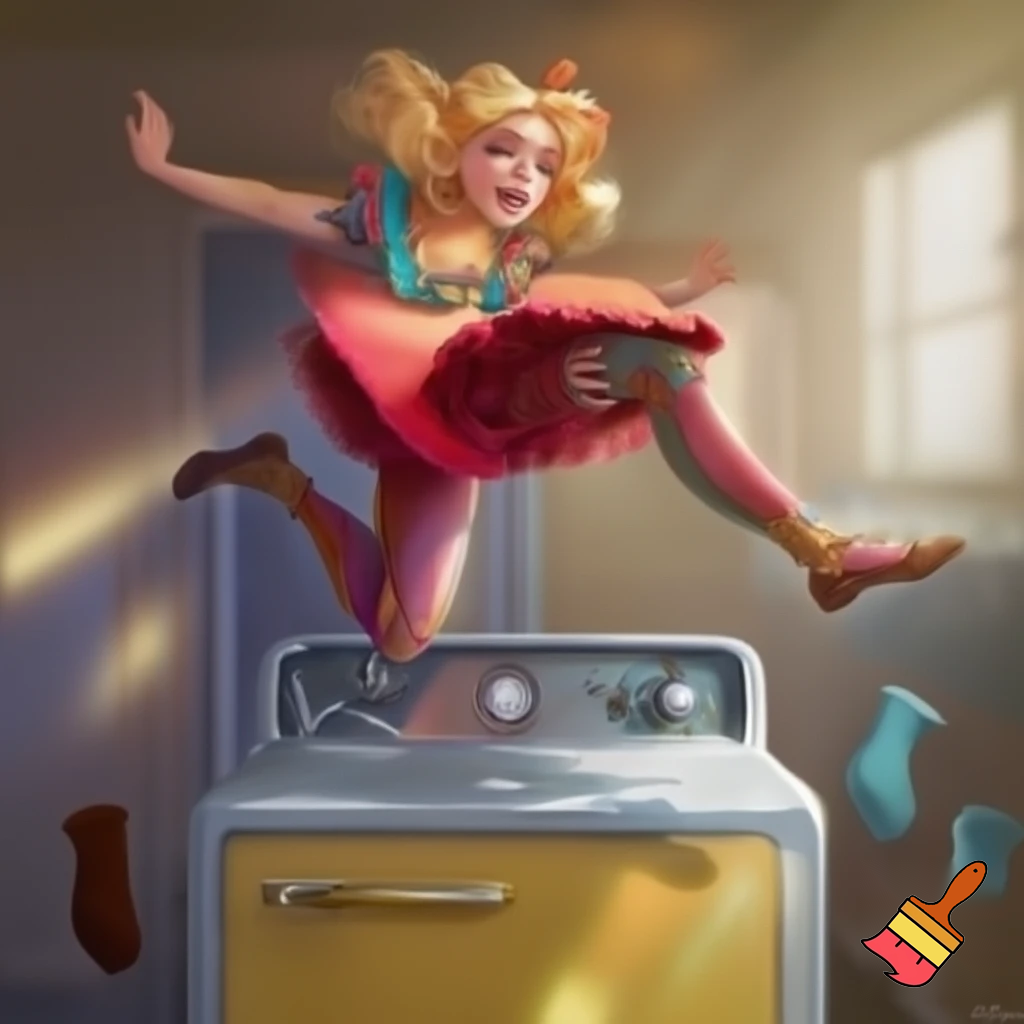 Una donna giovane e bionda che corre in costume sul bagnasciuga