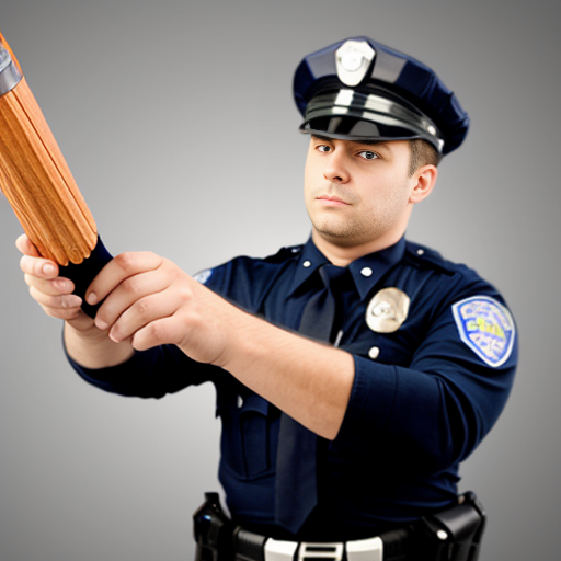 Cop holding crayon baton