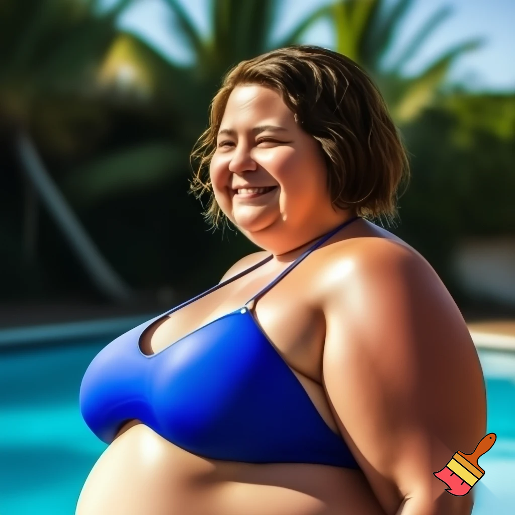 Chubby housewife in a bikini