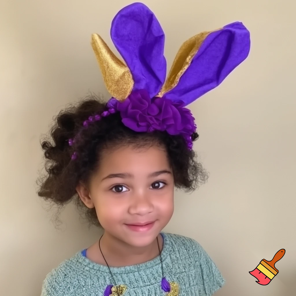 Easter bunny top hat, Easter balcony headband, purple and gold headband top hat