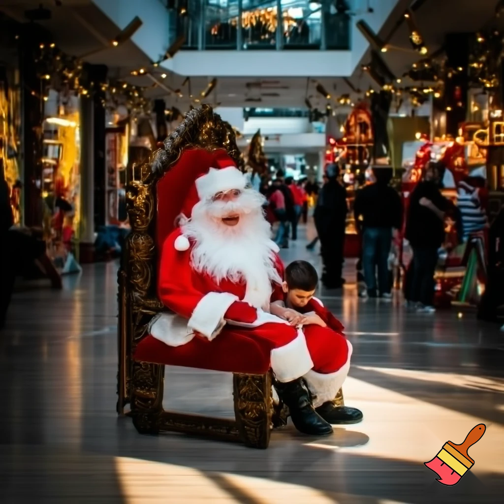 Santa Claus shopping Centre with Santa Claus chair at the shopping