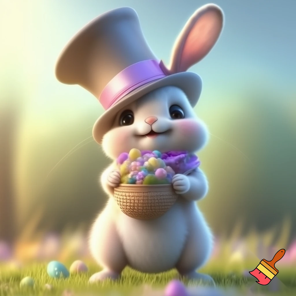 Easter bunny mascot top hat costume