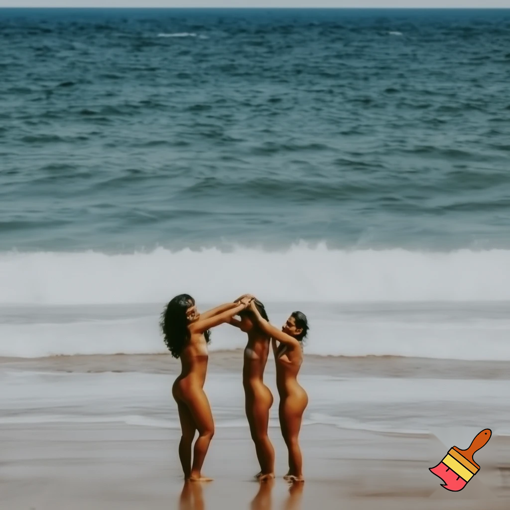 Draw a nude girls in beach 