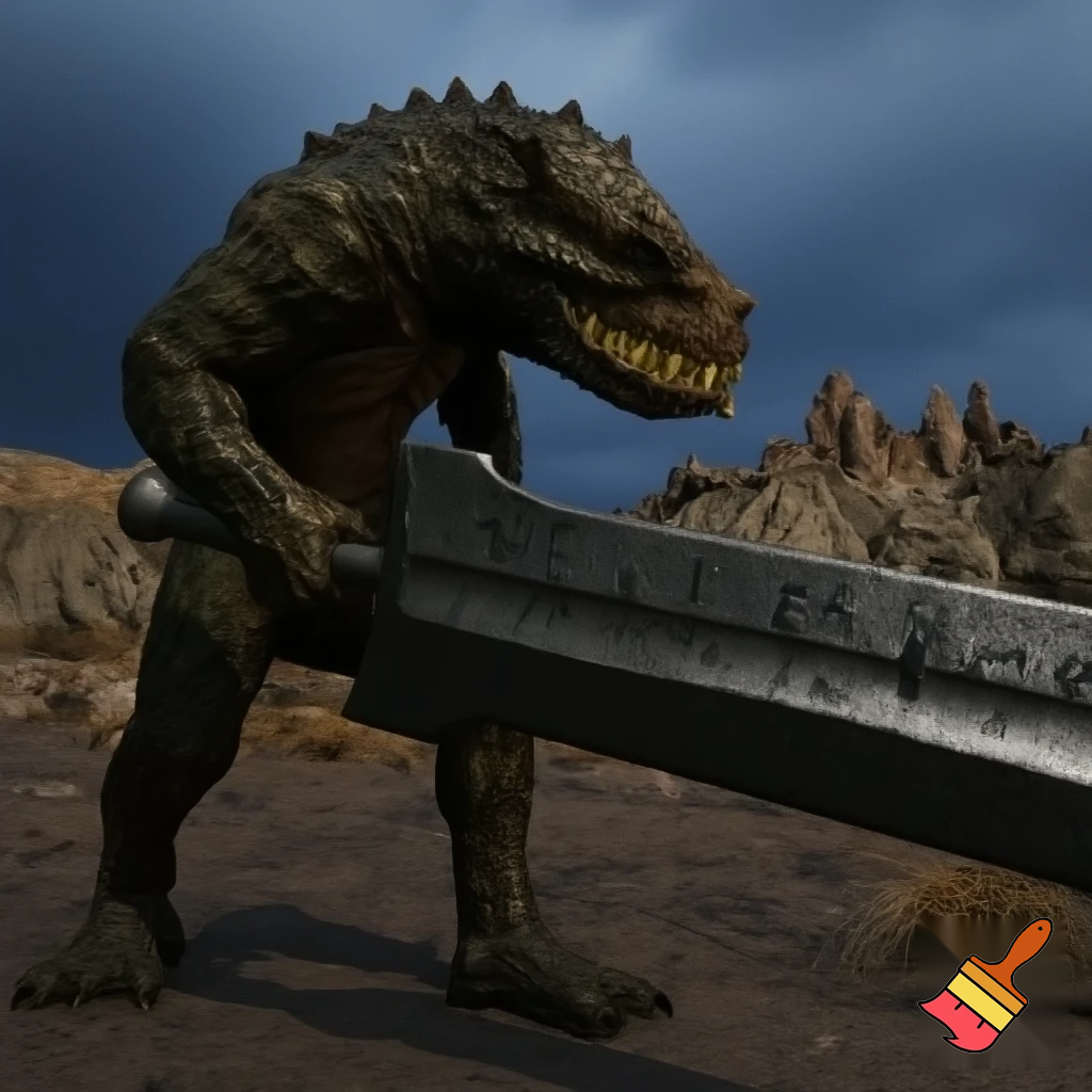 a monster with a sword