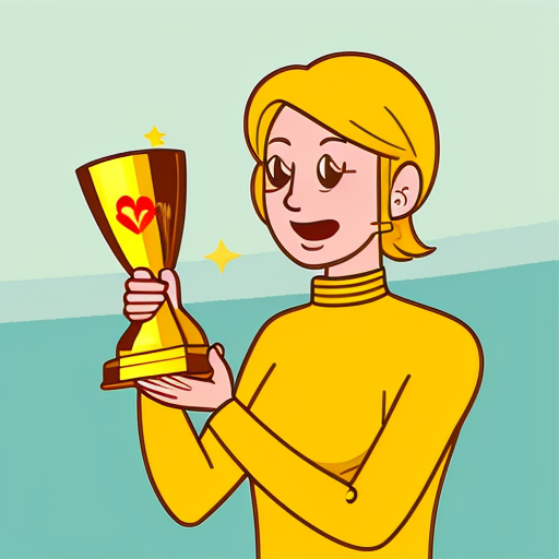 the emotion proud one person gold holding trophy cartoon style gold skin