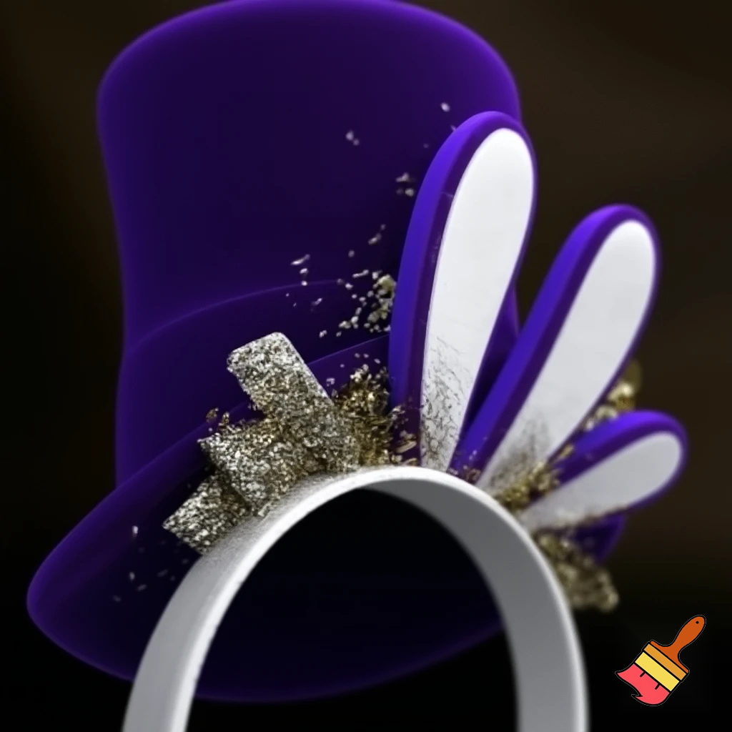 Special top hat headband Easter headband with rabbit, ears, purple and white purple and white with glitter velvet golden purple and white with glitter silver