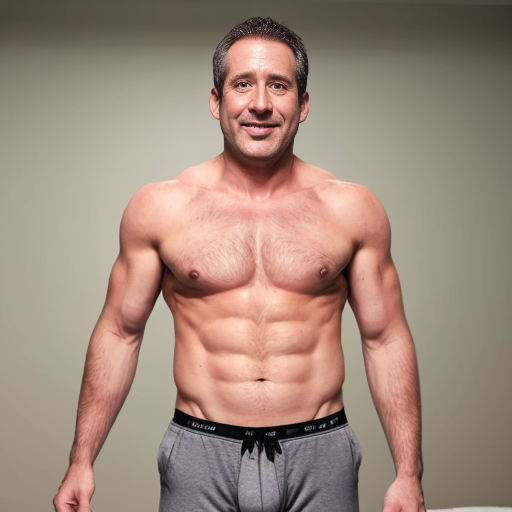 generate a Human dad Taking His shirt off and pants off