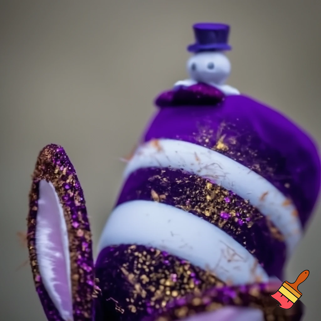 Easter bunny headband, top hat, purple and white with glitter gold purple glitter velvet and delicate