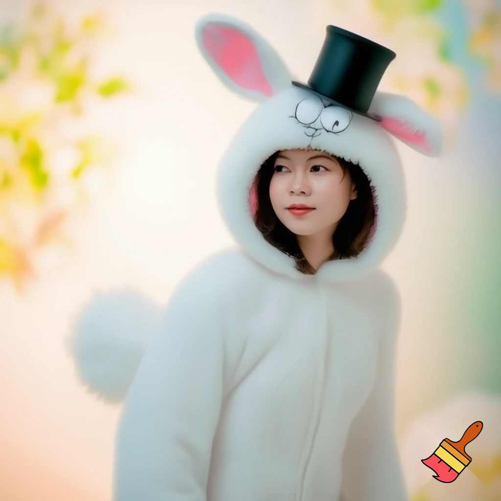 Easter bunny costume top hat person special in delicate
