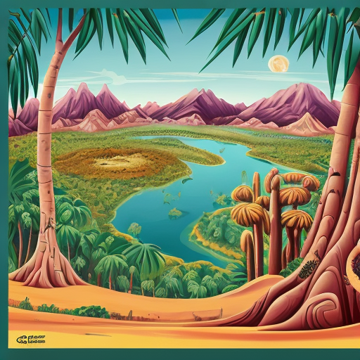 An illustrative planet colored like a jungle, showing various biomes (forests, deserts, mountains, waters), cartoon/illustrative style, text above in Romanian: "Călătorie în lumea UNESCO", vibrant and friendly atmosphere, bright colors and rich details