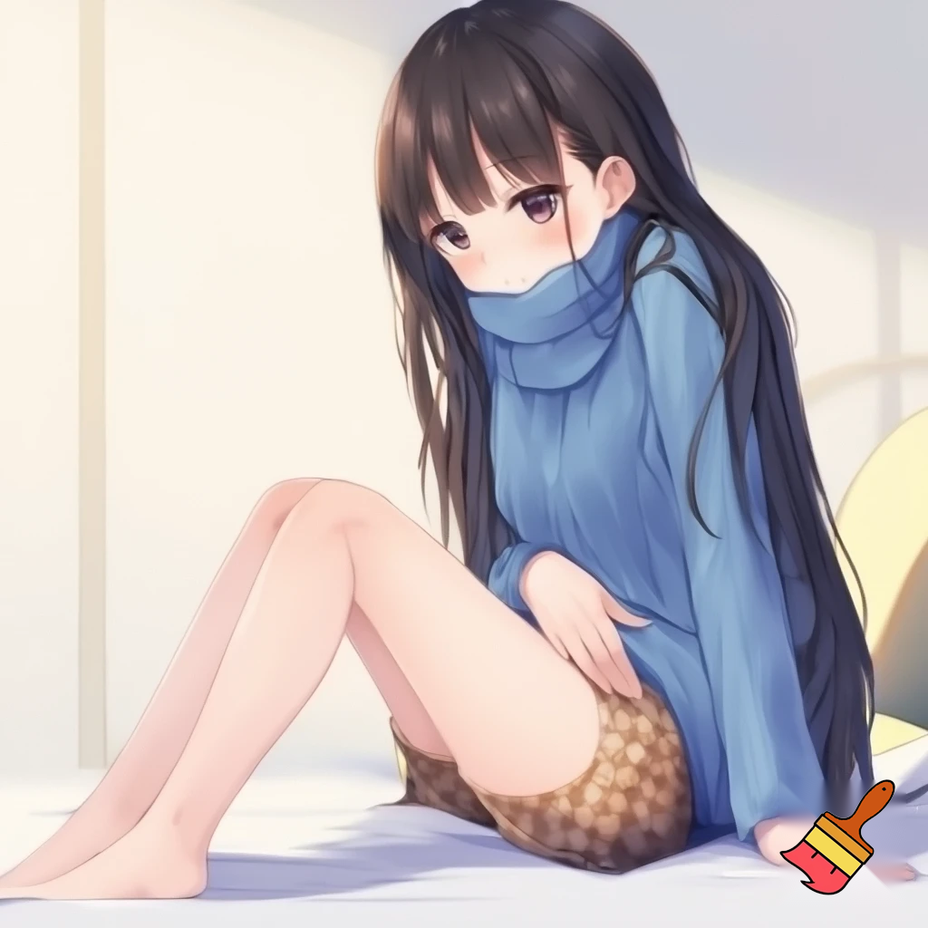 Anime girl so cool and cute is with cool clothes is touching her asses and her asses are big but cool