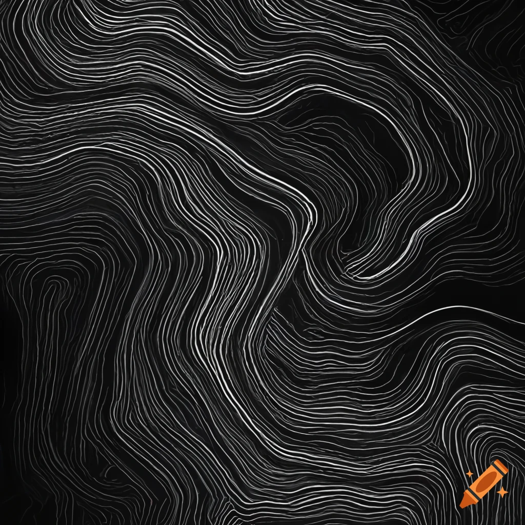 topographic map with dark grey background and white lines