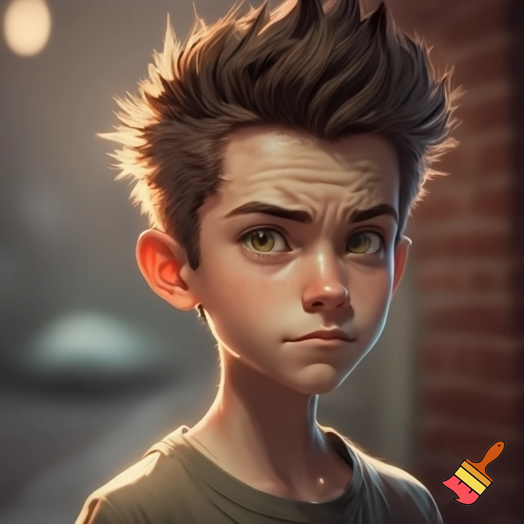 Boy teenager spiky brown hair
