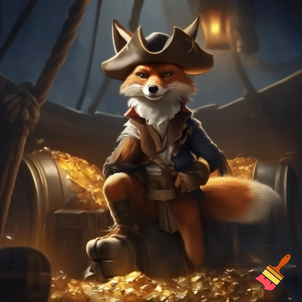 Fantasi pirat ræv der sidder ned