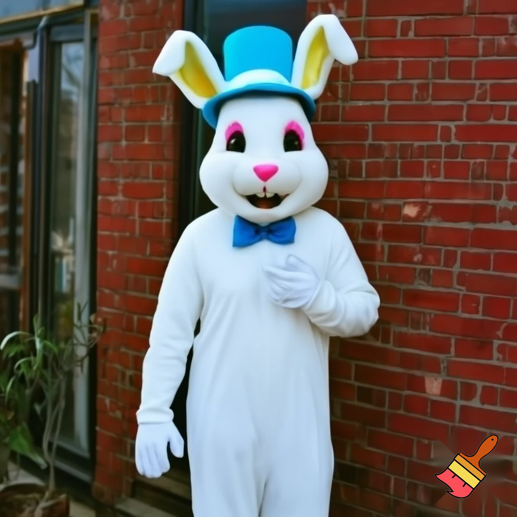 Easter bunny mascot costume top hat Easter only sells house