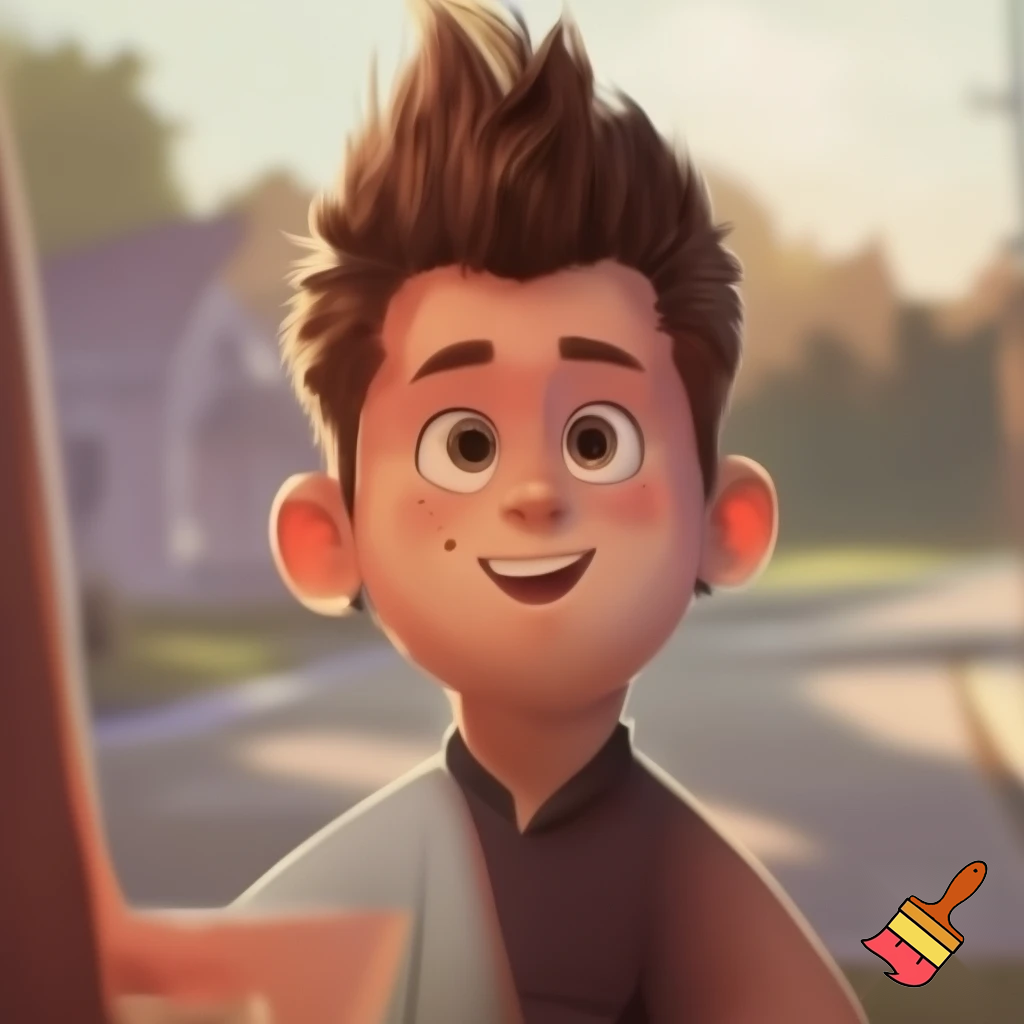 Chubby boy 13 years old with toilet brush haircut 