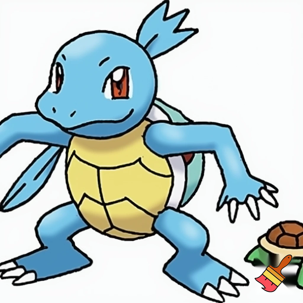 blue rookie level veemon agumon digimon squirtle pokemon fusion with skinny arms and skinny legs deatailed tiny turtle creature