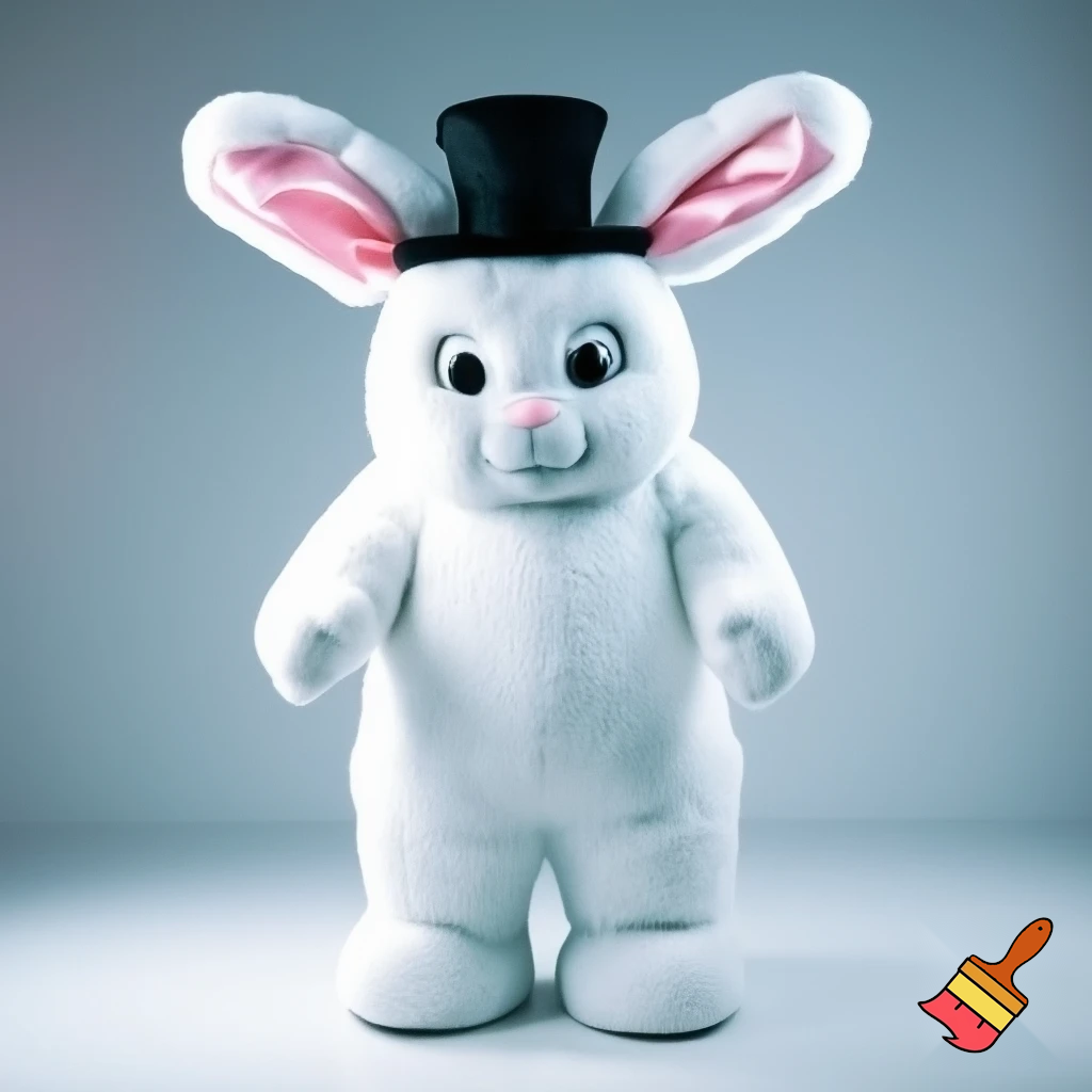 Easter bunny mascot costume top hat mascot costume white