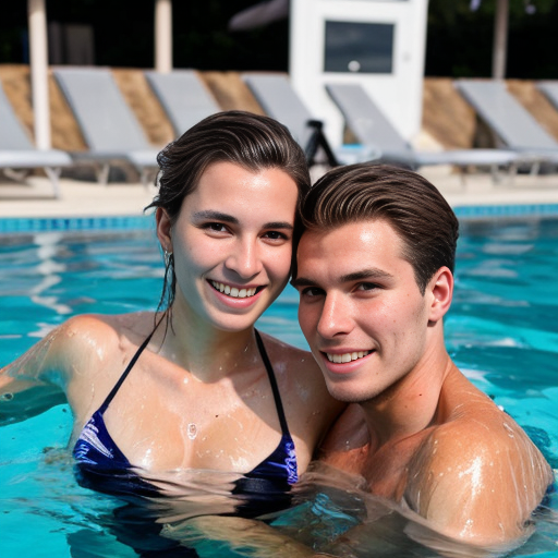 Goretzka and Vanessa at the pool 