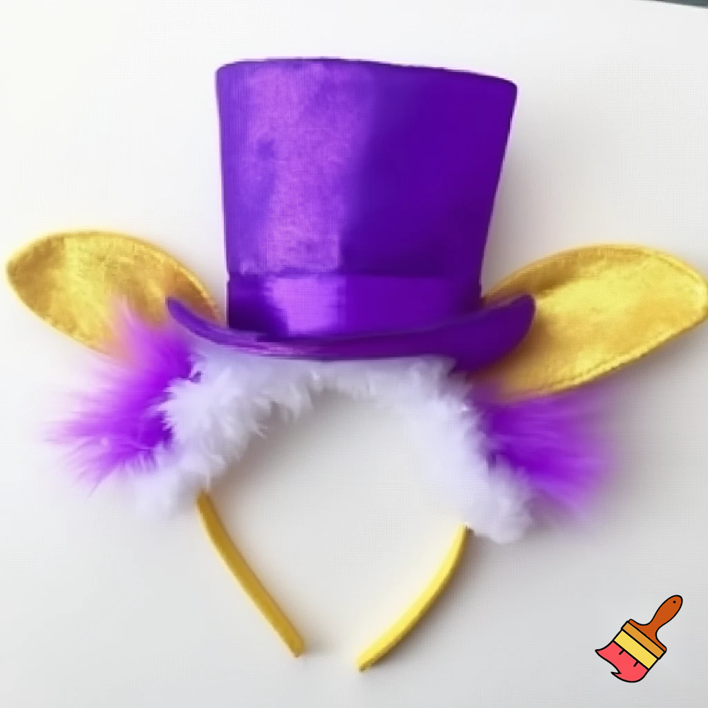 Easter bunny top hat headband, purple, purple and white with gold