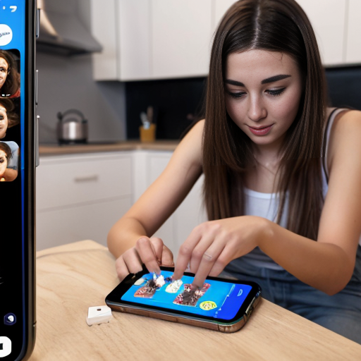 Goretzka play game on apple phone and Vanessa play game on apple phone at the kitchen 