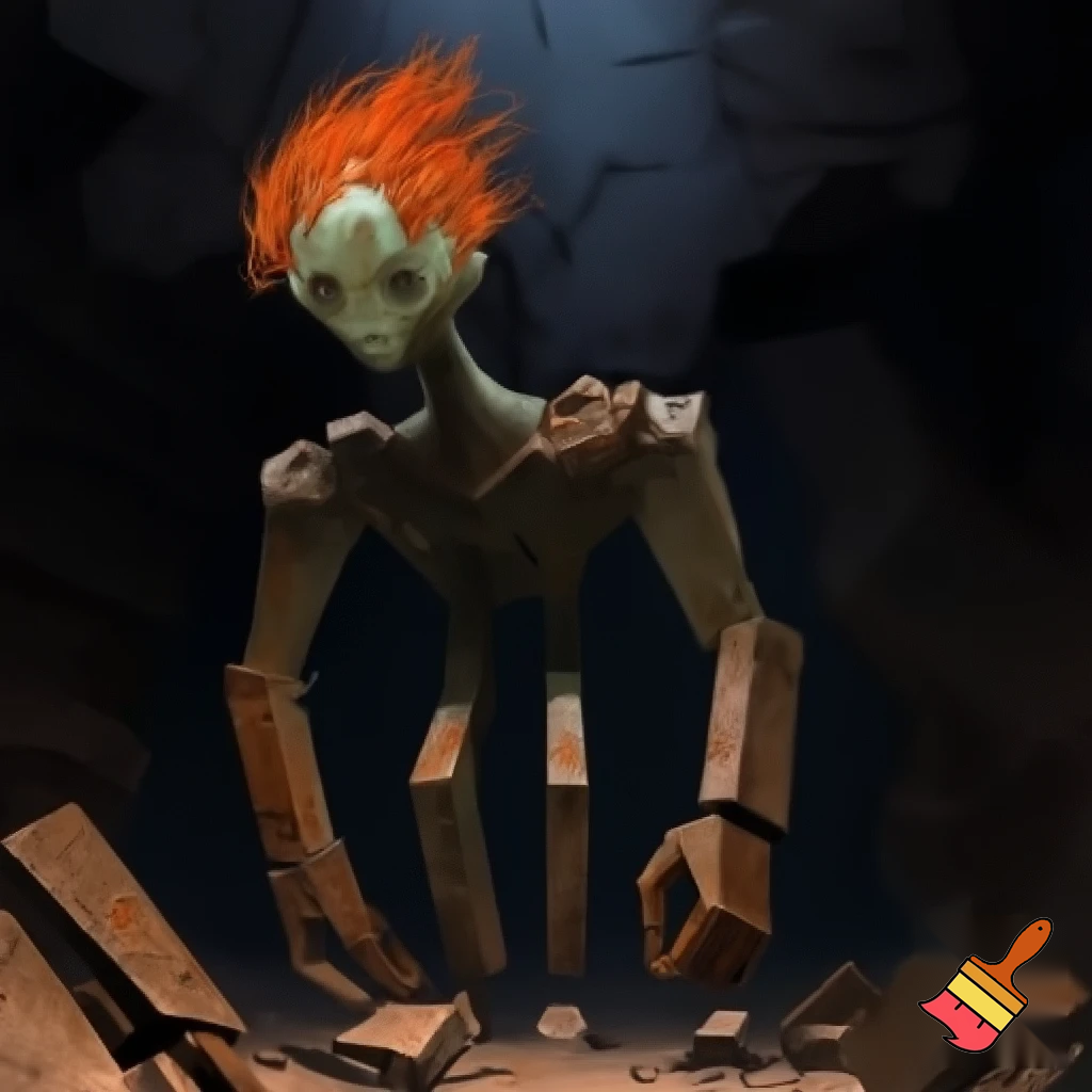 Red head, industrial art, minimalistas, creature horror